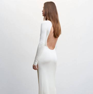 Imagen secundaria 1 - Vestido largo blanco con abertura en la espalda