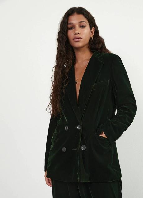 Imagen - Blazer cruzada en terciopelo verde