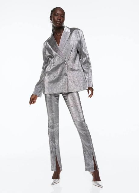 Imagen - Traje metalizado brillante plateado