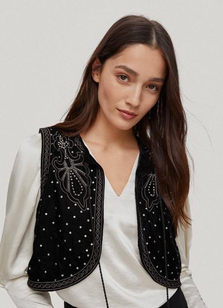 Imagen - Chaleco de terciopelo con abalorios