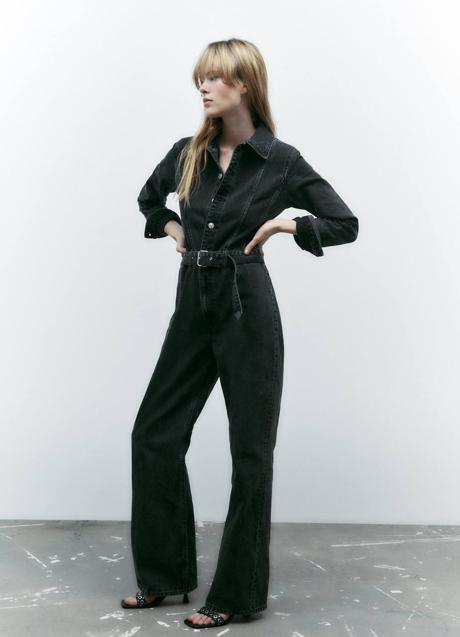 Imagen - Mono denim con cinturón en negro