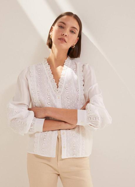 Imagen - Blusa blanca con bordado suizo
