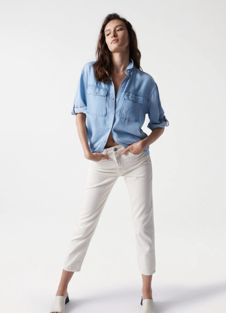 Imagen - Pantalón Vaquero True Cropped Slim Color Crudo de Salsa, 76,95€