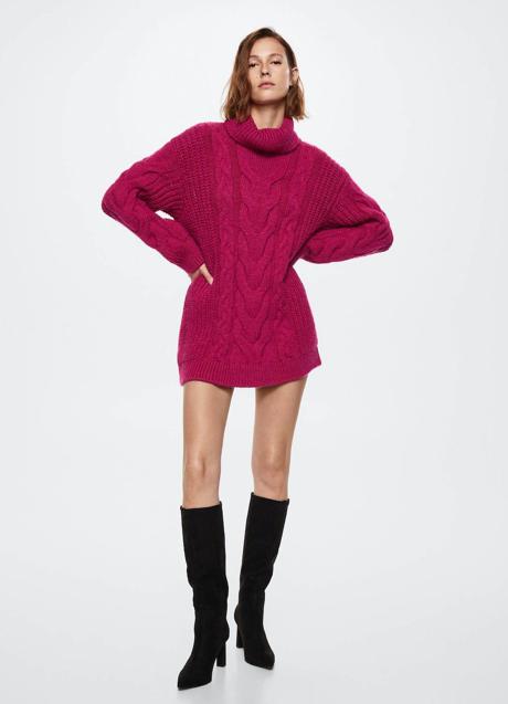 Imagen - Maxi jersey trenzado color fucsia