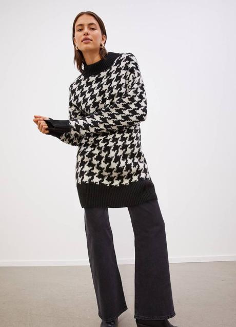 Imagen - Vestido corto de punto con print de pata de gallo