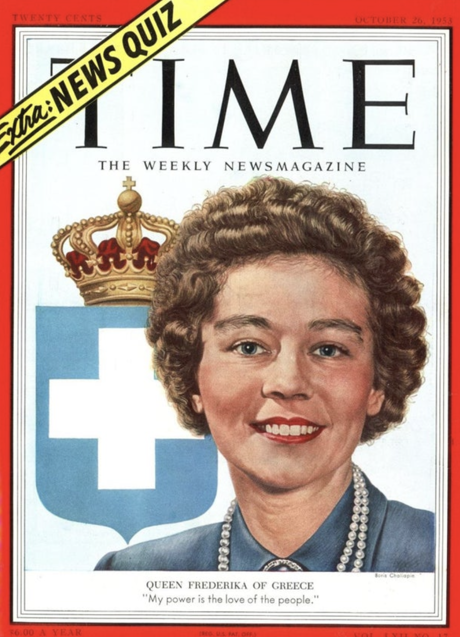 Imagen - La portada ilustrada que la revista 'Time' dedicó a Federica de Grecia con motivo de su visita a Estados Unidos en 1953. 