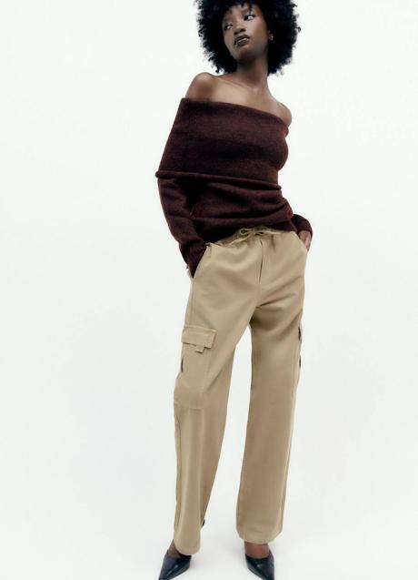 Imagen - Pantalón cargo beige con cintura elástica