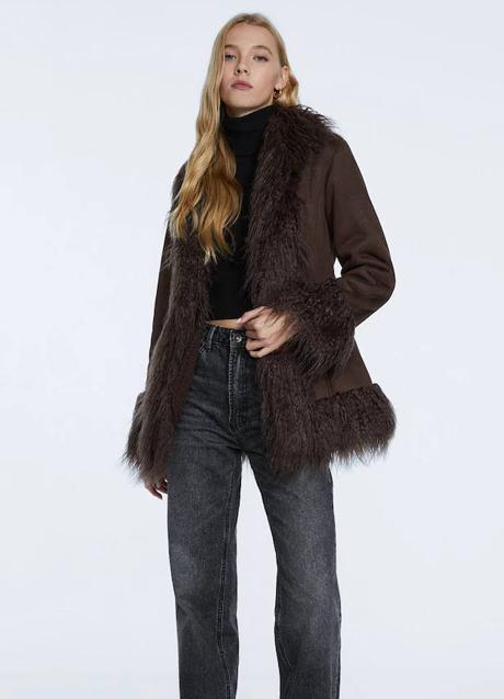 Imagen - Abrigo efecto ante con detalles de pelo