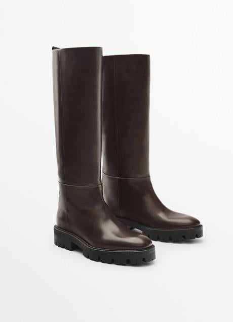 Imagen - Botas altas planas de piel en marrón