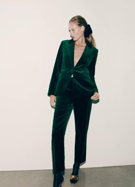 Imagen - Pantalones de traje en terciopelo verde