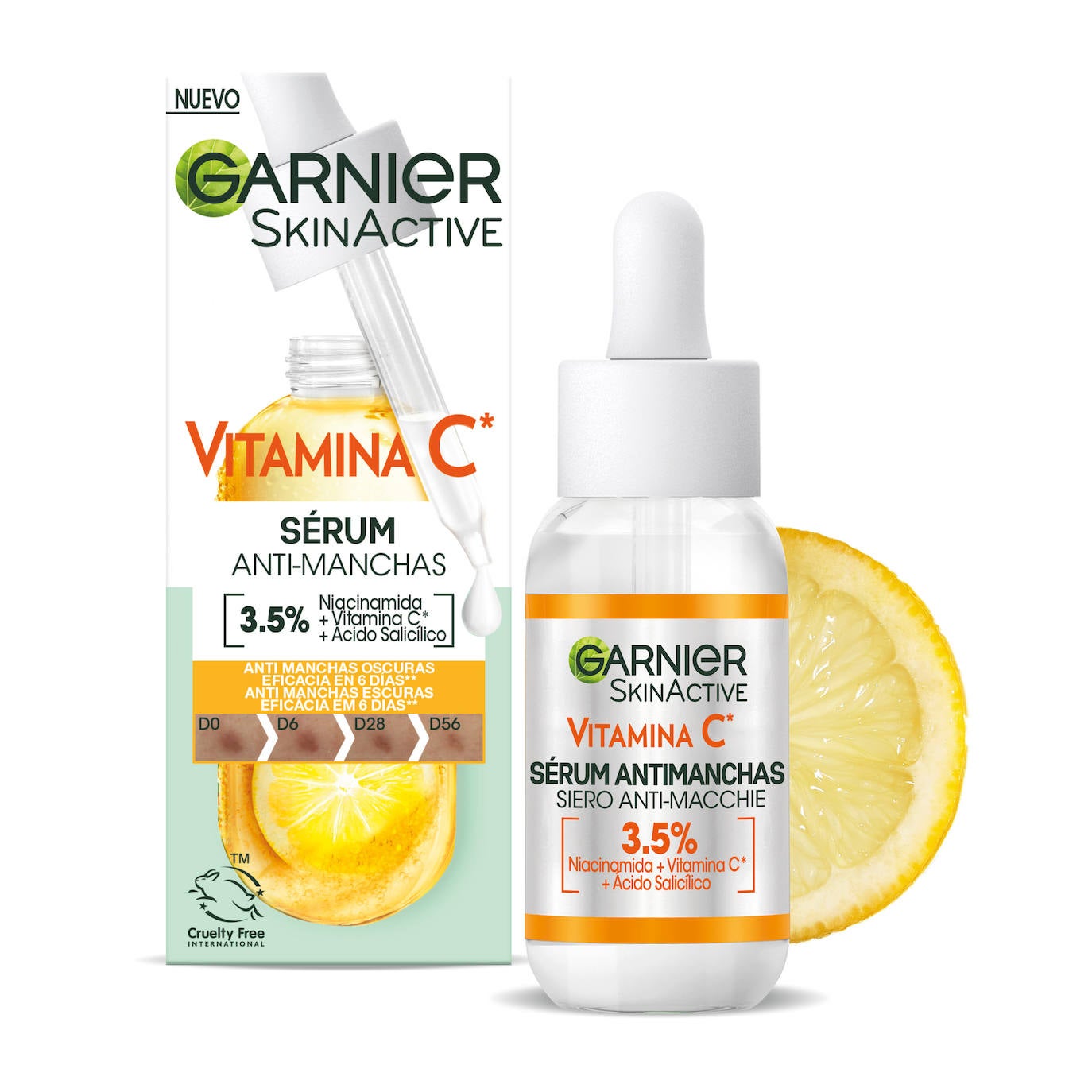 Vitamin C Brightening Serum de Garnier hará que las manchas se esfumen, las arrugas se suavicen y la piel esté resplandeciente mediante una mezcla antioxidante de lo más potente a base de vitamina C y niacinamida. Además, tiene vitamina E para mayor protección, adenosina antiedad, ácido hialurónico hidratante y ácido salicílico para purificar. Cómpralo aquí