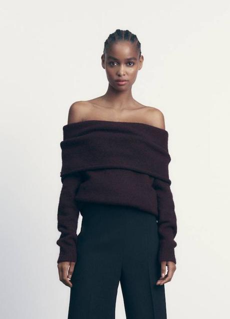 Imagen - Jersey con cuello envolvente burdeos