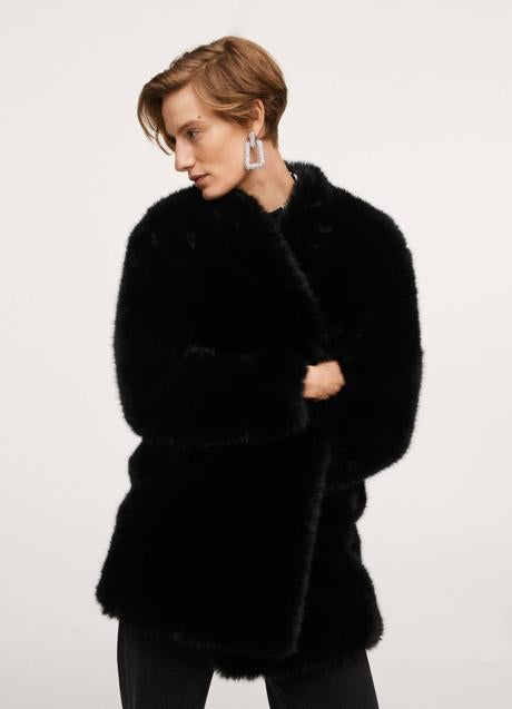 Imagen - Abrigo oversize efecto pelo negro