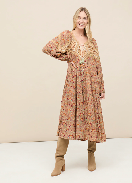 Imagen - Vestido largo de manga abullonada con estampado de NKN Nekane, 129€.