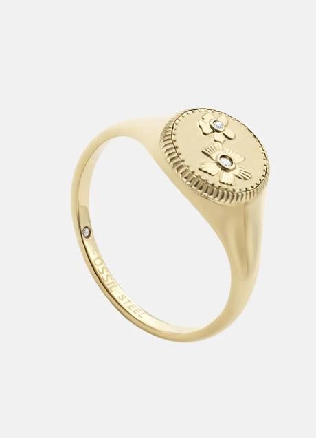 Imagen - Anillo tipo sello con flores de Fossil. Foto: El Corte Inglés.