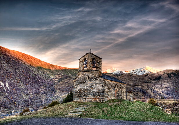 Sant Quirc romanesque hermitage. Durro. Vall de Boi (Boi Valley). Lerida. Catalonia. Spain