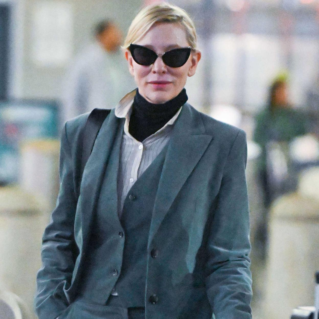Cate Blanchett a su llegada al aeropuerto de Nueva York.