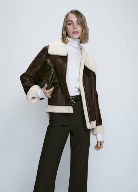 Imagen - Chaqueta d epiel desgastada con forro de borreguillo