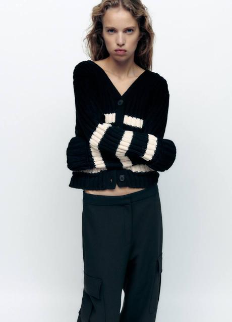 Imagen - Chaqueta de canalé con rayas