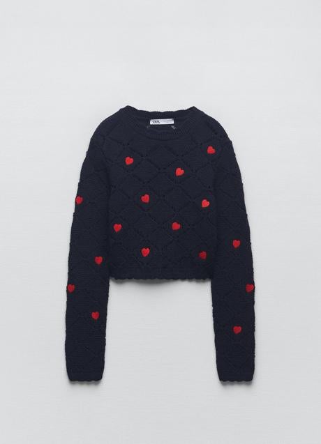 Imagen - Jersey de punto calado con corazones de Zara 25,95 euros