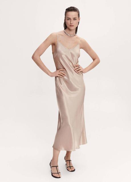 Imagen - Vestido midi lencero en blanco roto