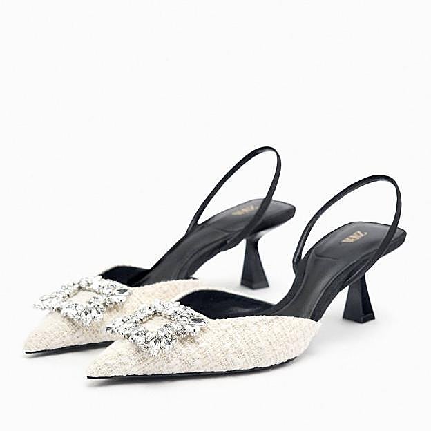 Zapatos de tacón en tweed