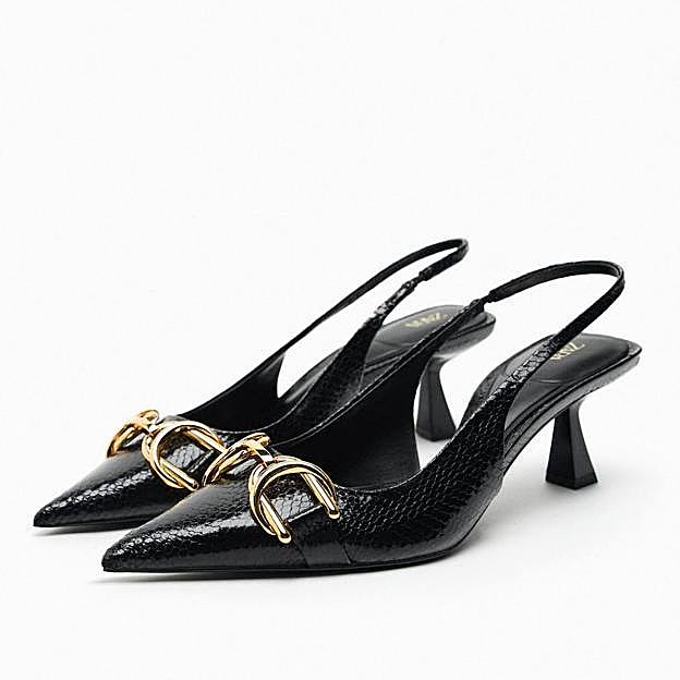 Zapatos de tacón efecto piel de coco