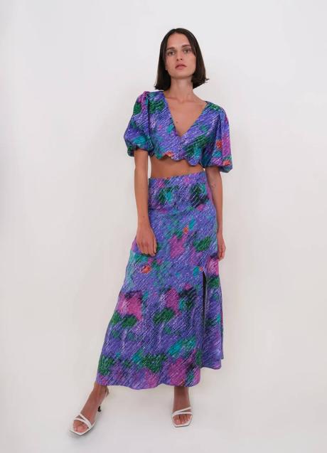 Imagen - Conjunto de invitada con top y falda larga estampado