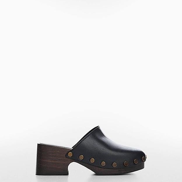 Zueco con tacón ancho en negro