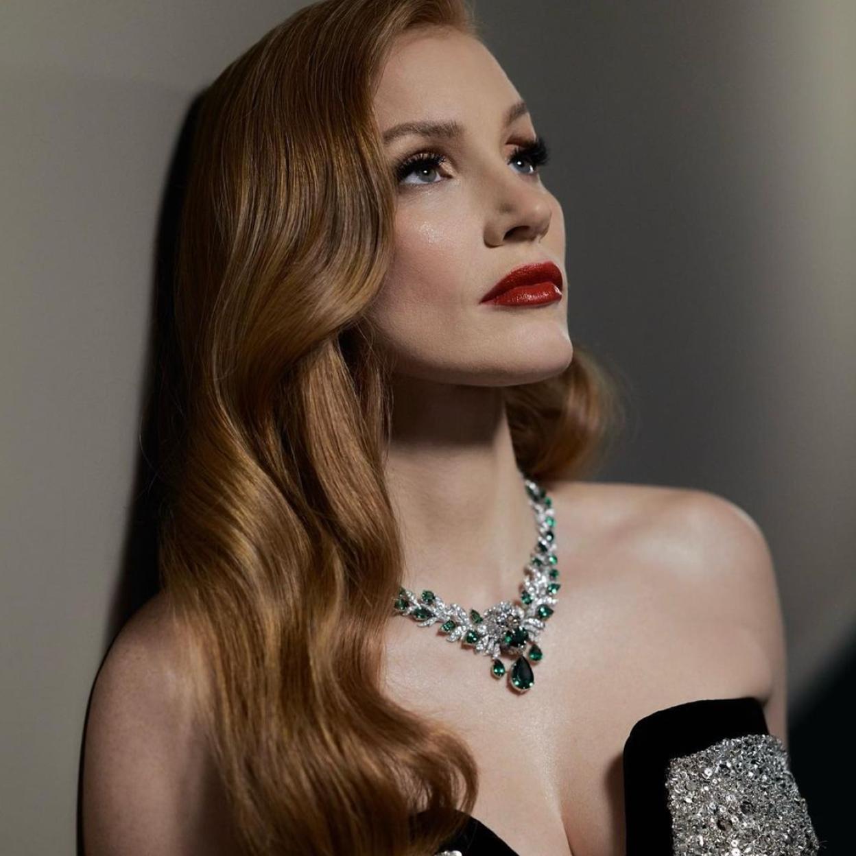 El beauty look de Jessica Chastain en los Oscar.