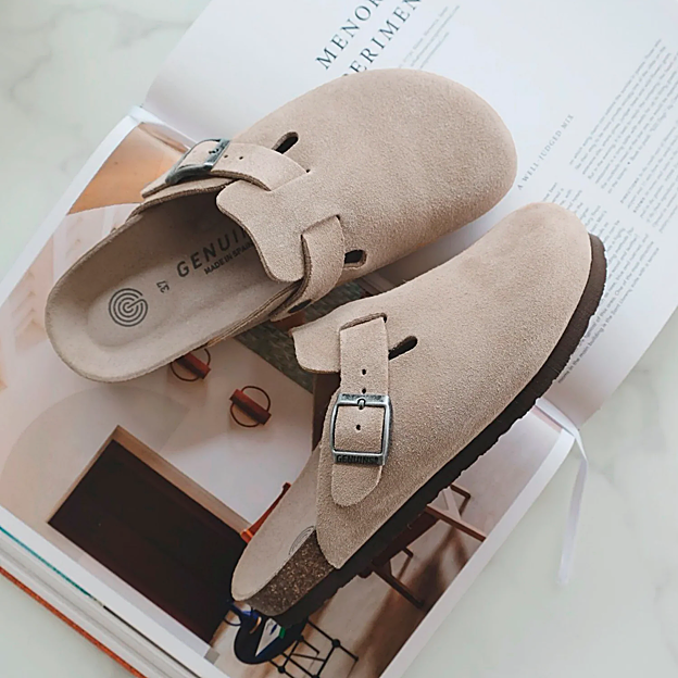 Imagen principal - Los zuecos de Genuins, de Birkenstock y de Bershka.