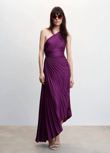 Imagen - Vestido asimétrico plisado en morado