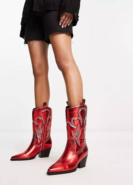 Imagen - Botas cowboy rojas con acabado metalizado