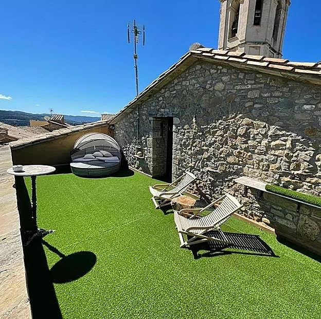 Terraza de la casa rural Posada del Isábena. 