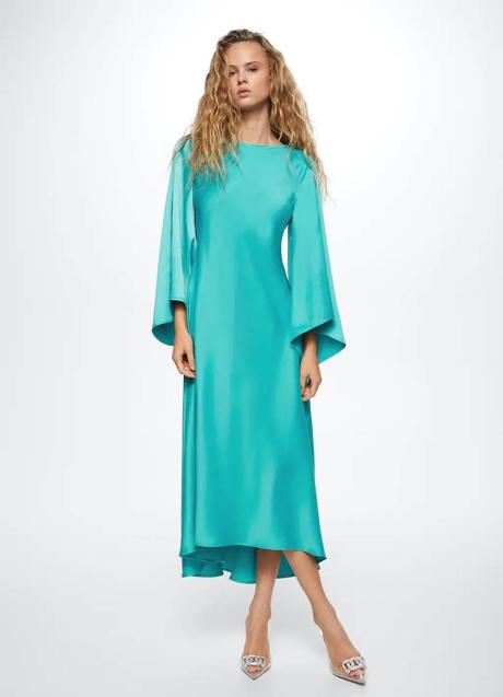 Imagen - Vestido midi satinado turquesa
