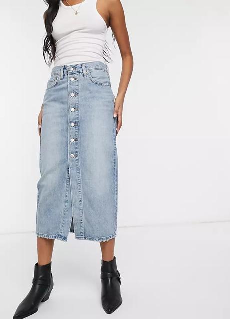 Imagen - Falda larga en denim con botones de Levi's. Foto: Asos.