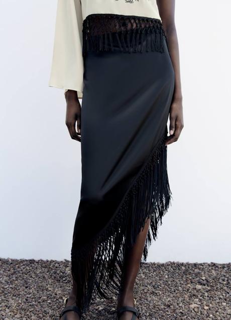 Imagen - Falda midi asimétrica con flecos