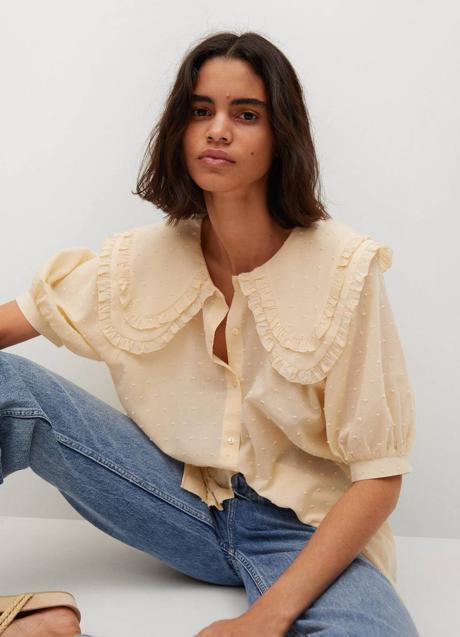 Imagen - Blusa de plumeti con cuello babydoll