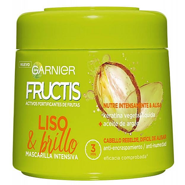 Fructis Liso & Brillo Mascarilla Intensiva de Garnier para pelo liso.
