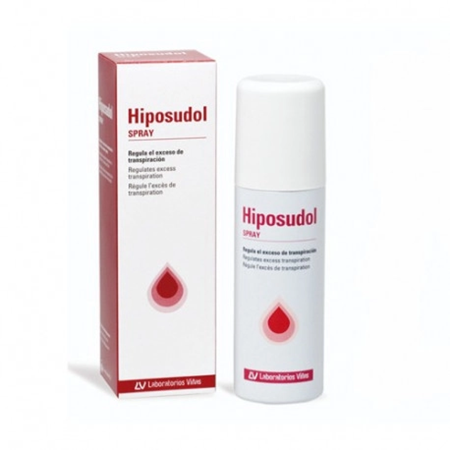 Hiposudol Spray es un pulverizador en spray que contiene una solución hidroalcohólica de clorhidrato de aluminio al 20%. Está indicado para regular la transpiración excesiva de axilas, manos y pies y presenta una muy buena tolerancia y gran seguridad de uso.