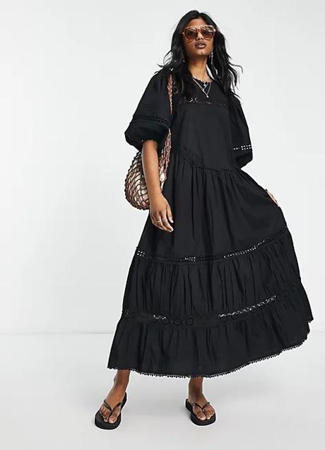 Imagen - Vestido largo negro de Topshop, 72€.