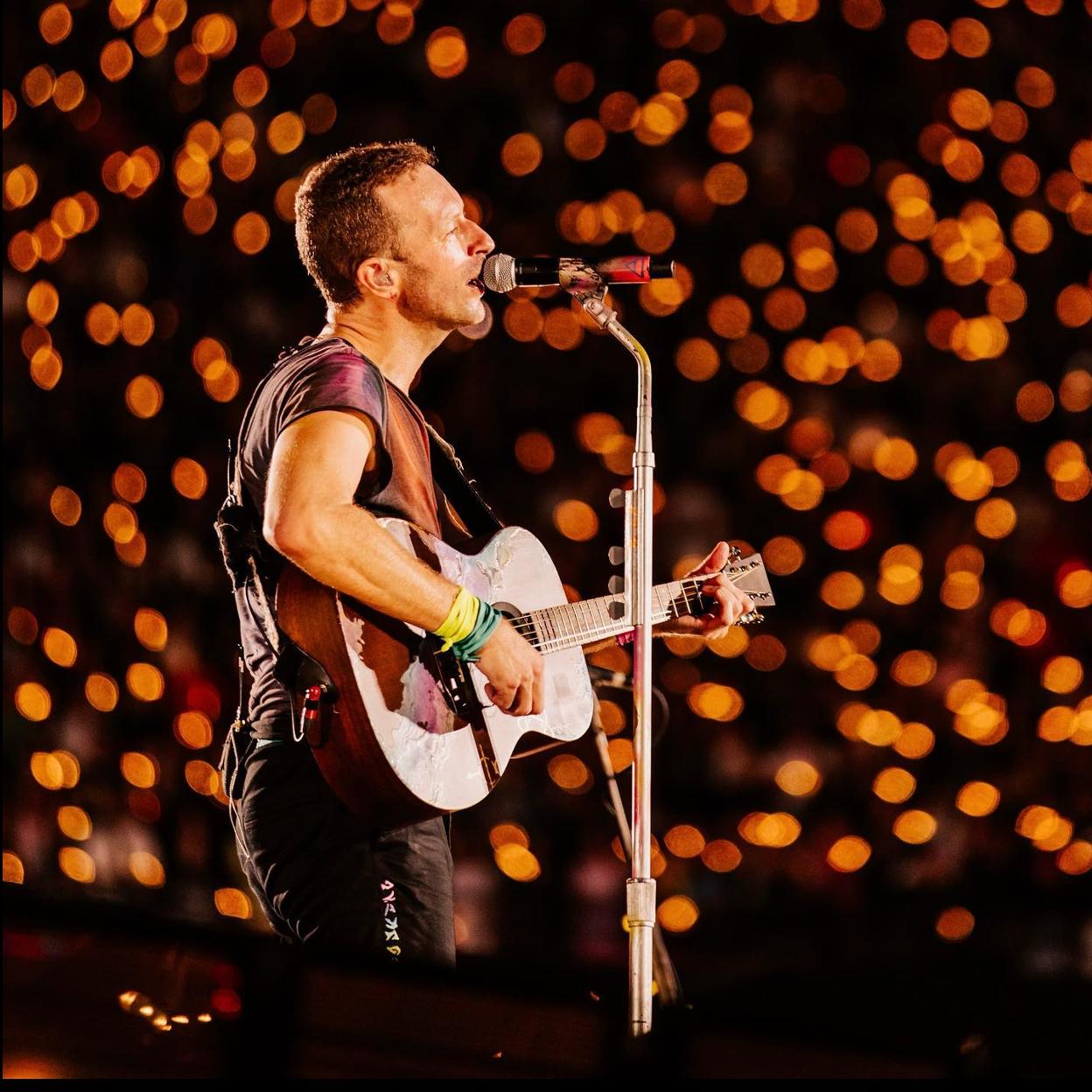 Chris Martin, líder de Coldplay, en uno de sus conciertos sostenibles.