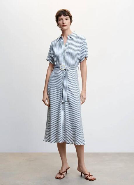Imagen - Vestido de lino con estampado a rayas