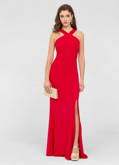 Imagen - Vestido largo con escote halter en rojo de Veneno en la piel. Foto: El Corte Inglés.
