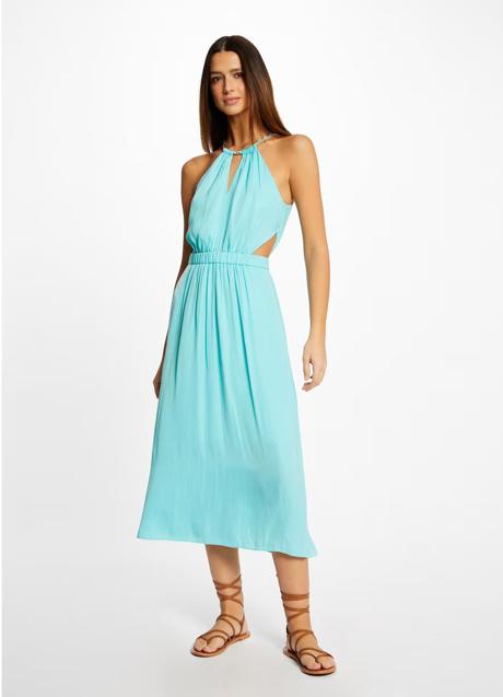 Imagen - Vestido con escote halter en color turquesa de Morgan. Foto: El Corte Inglés.