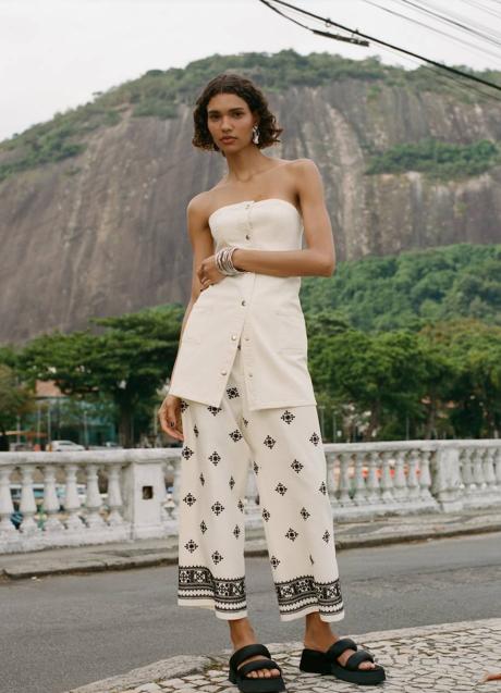 Imagen - Pantalón de lino bordado a contraste