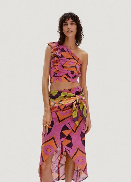 Imagen - Conjunto estampado con top y falda pareo