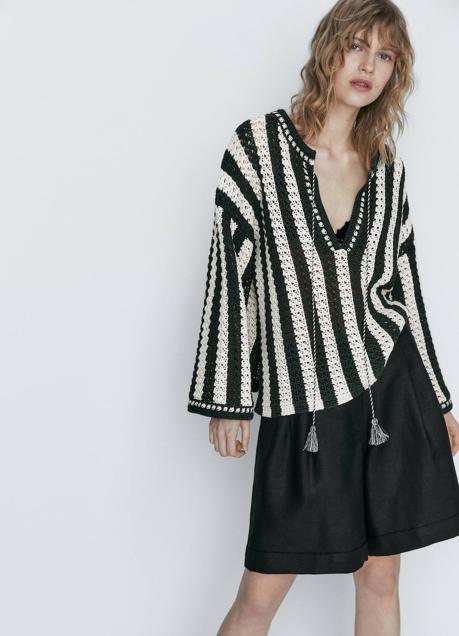 Imagen - Jersey con print a rayas bicolor