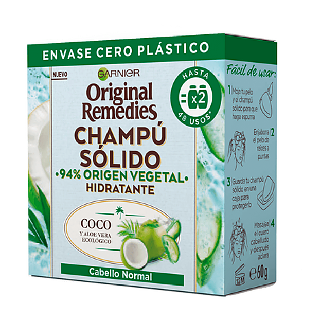 El champú sólido de Agua de Coco y Aloe Vera de Garnier. 