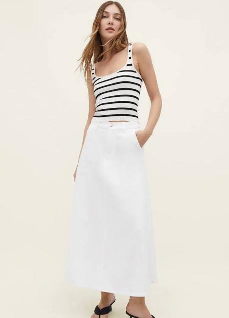 Imagen - Falda vaquera larga acampanada en blanco